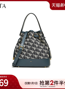 TATA他她复古老花水桶包女包包休闲通勤斜挎手提包新款X3377DX4