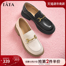 新款 春鞋 英伦黑色乐福鞋 单鞋 子 百搭小真皮鞋 TATA他她小爵士女鞋