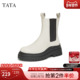 TATA他她英伦厚底切尔西靴女靴子加绒真皮烟筒靴短靴冬季 7C960DZ4