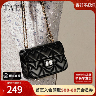 TATA他她女包气质菱格通勤单肩包小方包斜挎包情人节春季X3428AX5