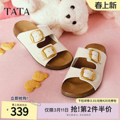 新款 TATA他她复古勃肯拖鞋 夏季 厚底沙滩外穿通勤凉鞋 4QK01BT5 女鞋