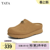 新款 TATA他她复古厚底勃肯鞋 春季 棕色休闲外穿凉拖鞋 CXF01BH5 女鞋
