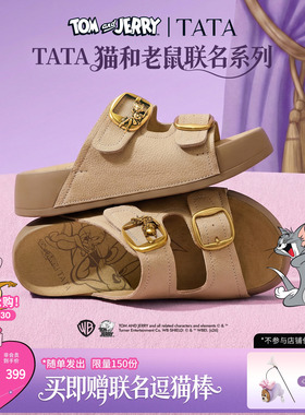 TATA他她猫和老鼠联名阿比喵女鞋拖鞋休闲厚底勃肯鞋凉鞋K4M01BT6