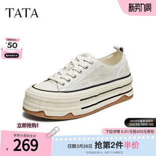 新款 TATA他她厚底休闲板鞋 小白鞋 百搭通勤松糕鞋 CK201CM5 厚底女鞋