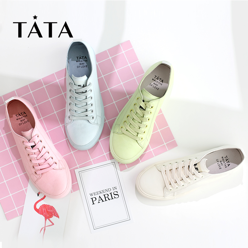 TATA/他她秋季時尚學生平底系帶休閑女單鞋CS993CM7