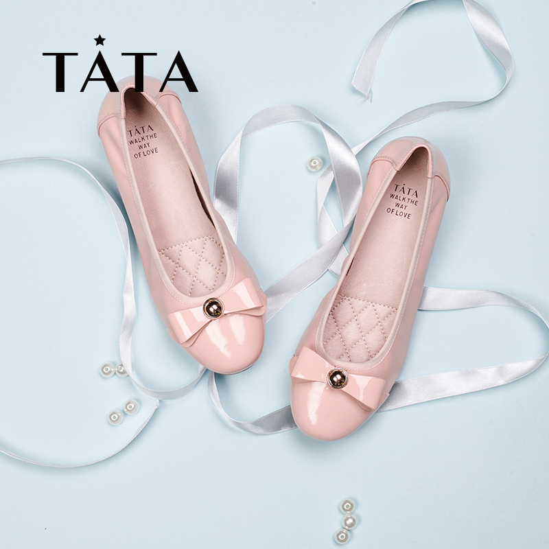 TATA/他她2018春季商場同款蝴蝶結淺口女單鞋S0001AQ8