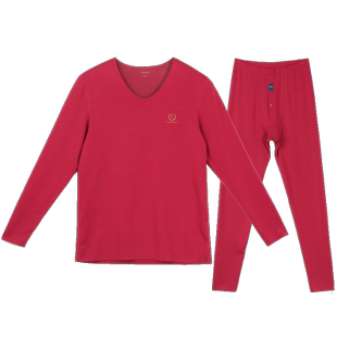 仕乐发热无痕保暖内衣套装男冬季秋衣秋裤男装红色本命年礼物蛇年