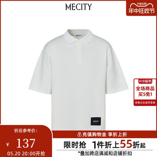 新款 宽松休闲简约基础款 夏季 MECITY男士 翻领刺绣T恤507174