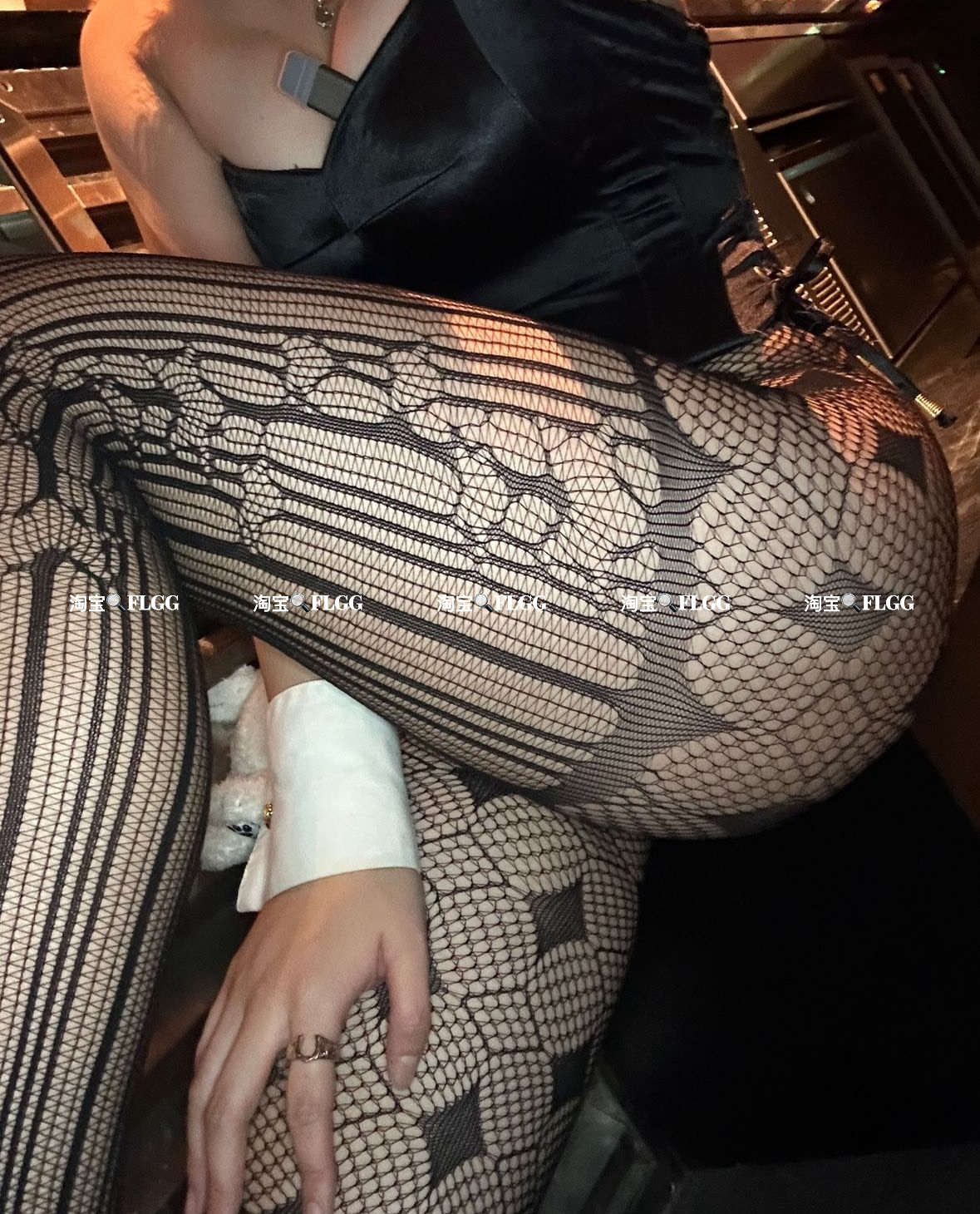 FLGG日系洛丽塔哥特风亚文化丝袜不规则菱形提花渔网袜连身袜网袜