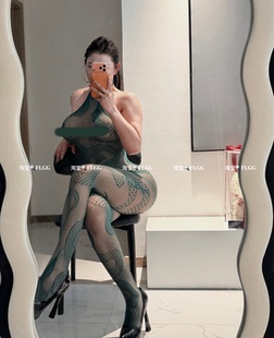 FLGG性感镂空蛇图案连体衣女网衣丝袜连体衣