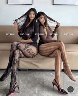 FLGG复古镂空花卉蕾丝辣妹提花网袜y2k渔网袜黑色性感打底袜女
