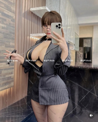 FLGG 性感御姐长款修身衬衫 西服上衣 打底袜 内衣