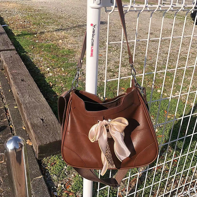 叶舒华同款丝带单肩包蝴蝶结托特