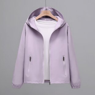 春秋通勤风连帽冲锋衣男女短款宽松防风夹克外套百搭情侣防晒衣