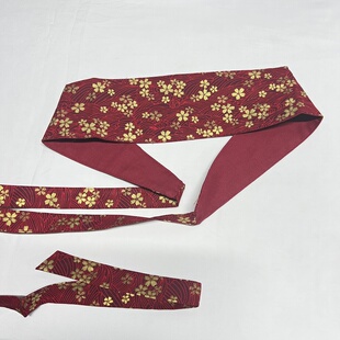 原创设计汉服配饰古风直裾马面裙宽腰带腰封双面拼色复古腰封酒红