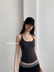 THESUMEY细带修身吊带背心女24夏季美式弹力工字内搭外穿辣妹上衣