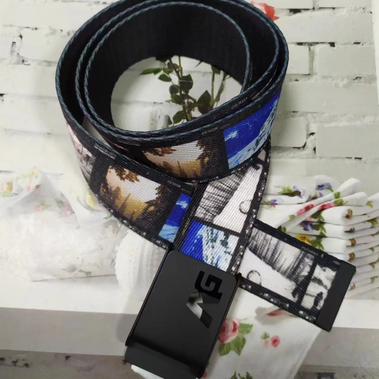 AG滑雪腰带印花彩色单板雪裤帆布皮带