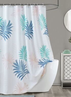 浴帘数码印花加厚防水防霉隔断帘家居挂帘涤纶布免打孔卫生间窗帘