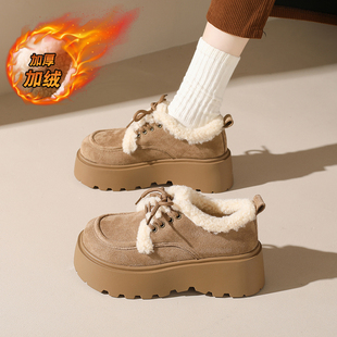 子厚底雪地靴女2025新款 34码 爆款 加绒加厚毛毛棉鞋 冬季 女士勃肯鞋