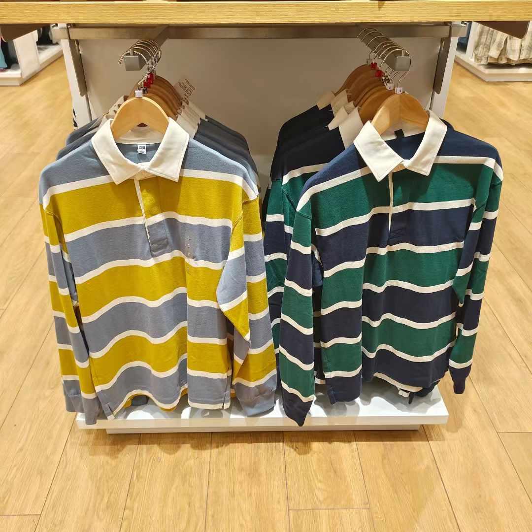 秋季男装女装长袖宽松条纹T恤