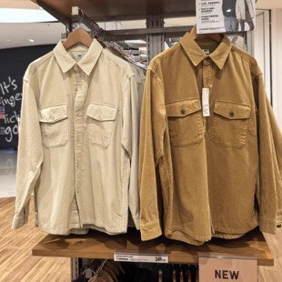 480295 秋冬新款男装女装灯芯绒工装衬衫长袖衬衣休闲复古外套