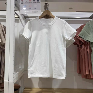 474404 纯棉圆领好感T百搭短袖 夏季 基础纯色修身 T恤女 女装 465754