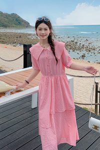 2023【新款】小清新海军领粉色条纹连衣裙270-2337P115控168图片