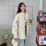 【新款】现货新中式刺绣拼色双面毛呢大衣270-7102P275控378，女装毛呢外套，浙宝270