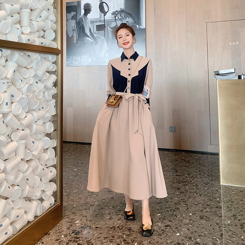 大货已出！！拼接撞色长袖连衣裙312-F02-P115-K168，女装连衣裙，浙宝270