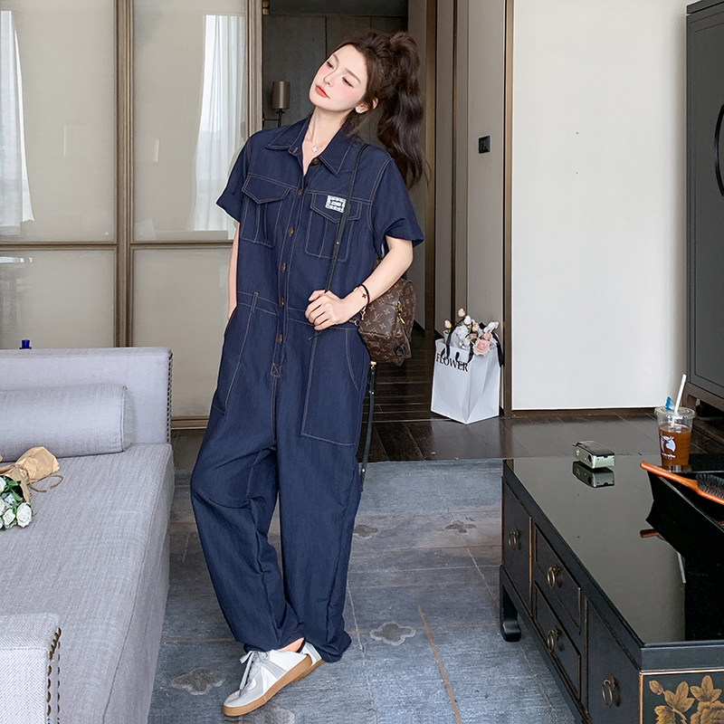 【新款】防牛仔藏青色工作连体裤270-8223P135控198，女装连体裤，浙宝270