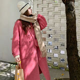 【新款】现货树莓红带小挎包双面毛呢大衣270-7108P275控378，女装毛呢外套，浙宝270
