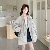 26新款已出货】米色系大口袋抽绳休闲宽松外套270-7206P165控268，女装短外套，浙宝270