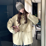 【货源充足】斗篷式连帽宽松双面毛呢外套270-8967P235控348，女装毛呢外套，浙宝270