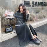 【26新款现货】温柔慵懒风条纹针织木耳边套装270-7205P155控248，女装大码女装，浙宝270