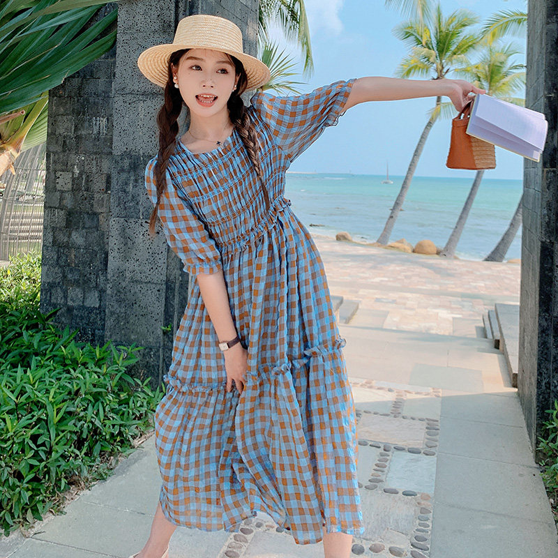 2023【大货已出】雪纺格子连衣裙270-2360P115控168，女装连衣裙，浙宝270