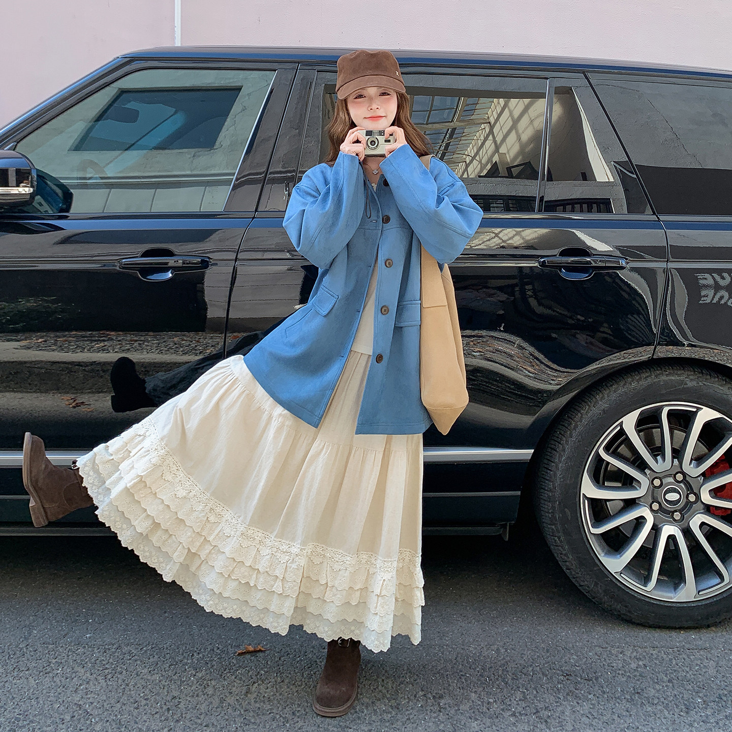 【2026新款现货】蓝色时尚鹿皮绒外套270-7201P155控248,女装短外套,浙宝270