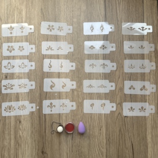 花钿印章模板眉心贴 古风妆容手绘神器汉服配饰 镂空额头彩绘工具