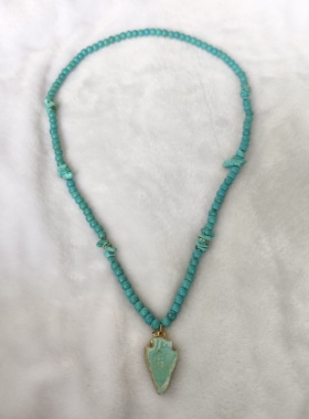 青岛外贸首饰品服装配饰潮流时尚百搭简约大气绿松石串珠复古项链