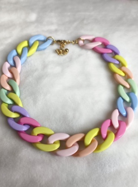 跨境欧美爆品ins风y2k配饰复古夸张嘻哈风树脂亚克力项链女短款