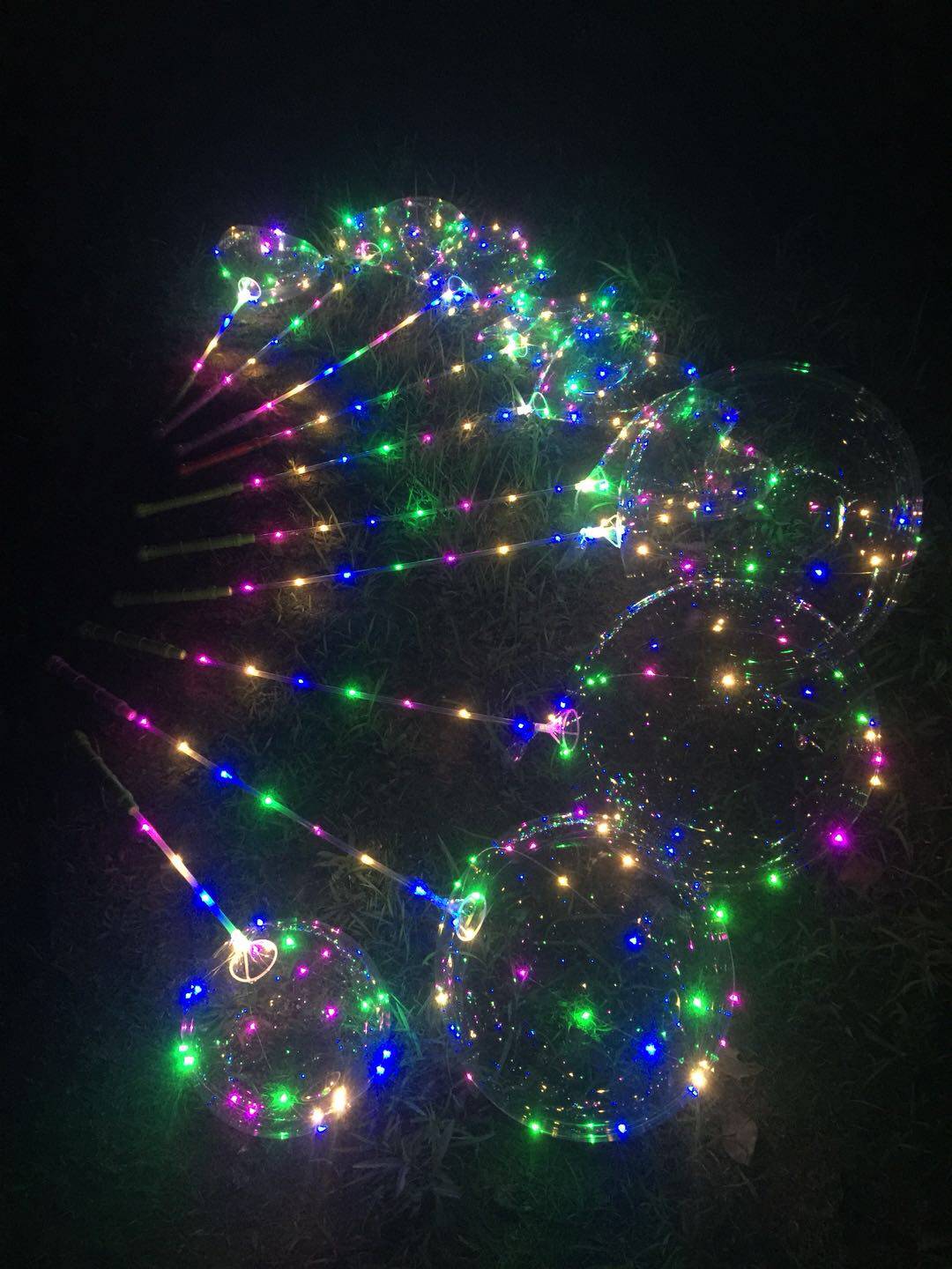 网红异形球带灯带杆波波球发光的气球led彩灯夜市街卖带电池大全