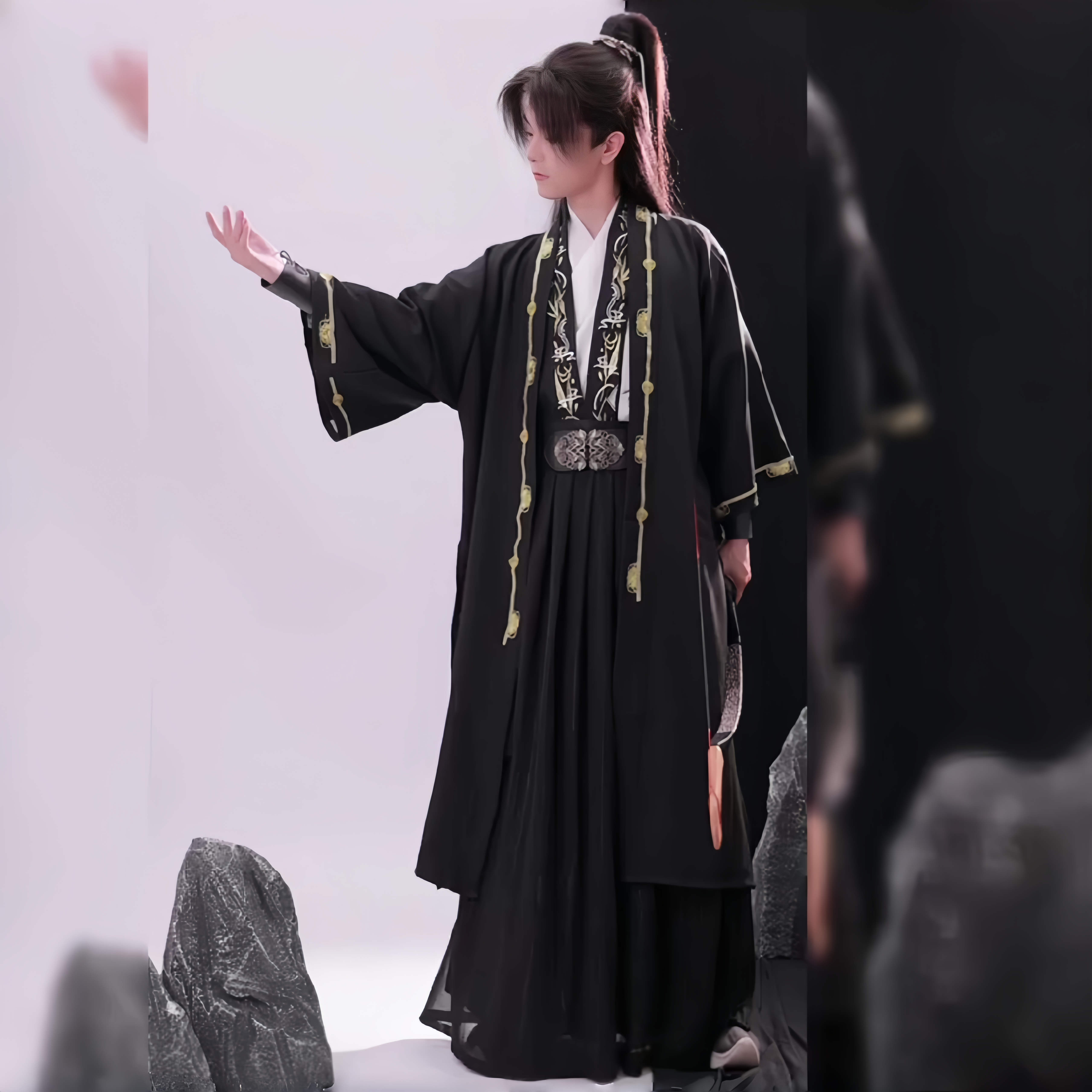 宋制汉服男斗篷竹玉绣花古风