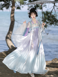 汉风唐韵原创汉服女【春晚嫣雨】唐制齐胸汉元素重工刺绣春夏日常