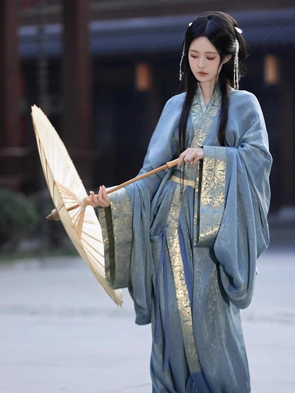 魏晋制蓝色战国袍汉服女直裾古装女款复原拖尾古风女装2025新款,女装/女士精品,汉服套装,淘宝优惠券,粉丝福利购,淘宝优惠卷