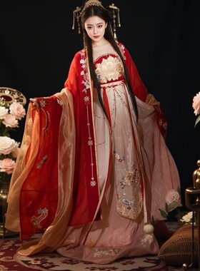 汉服女唐制诃子裙刺绣春秋
