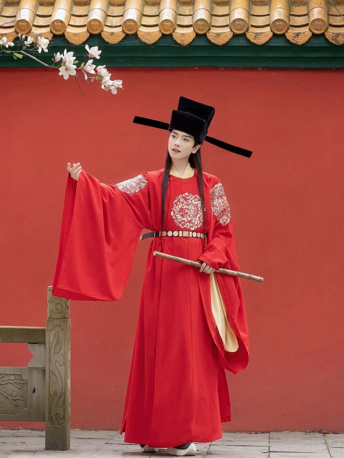 状元秋冬唐宋圆领袍绣花汉服男