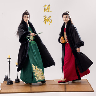 成人拜年服绣花圆领袍男款 原创唐制汉服春秋新款 裘衣 醒狮 正品