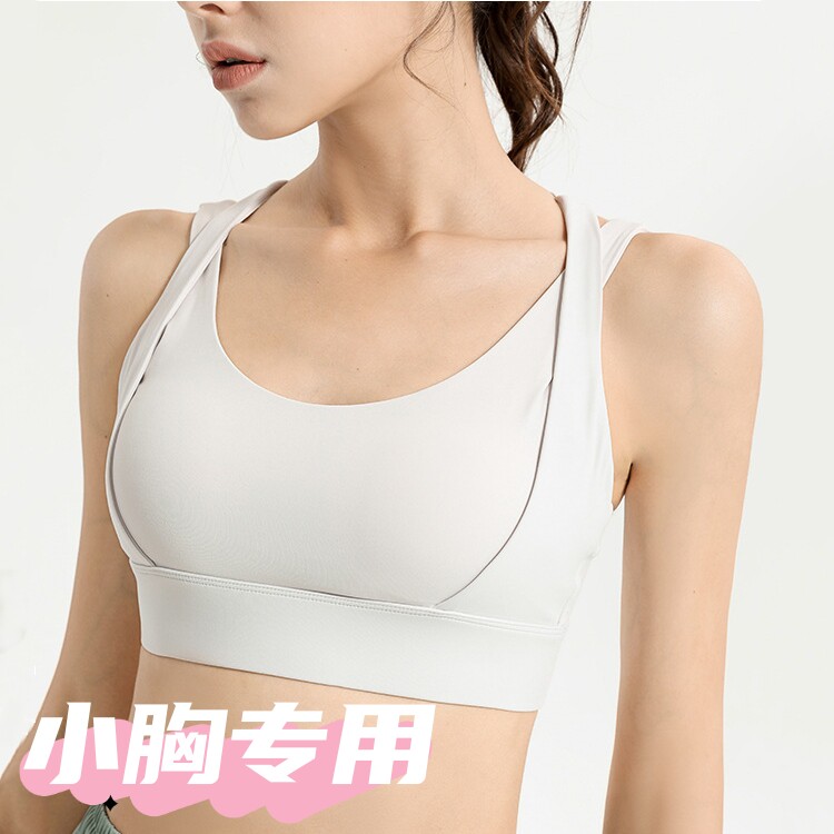 小胸显大运动内衣女防震跑步文胸健身瑜伽双肩背心厚胸垫美背上衣