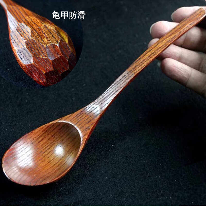 日式龟甲木制汤勺家用大号木勺子盛粥勺长柄汤壳实木火锅勺拉面勺