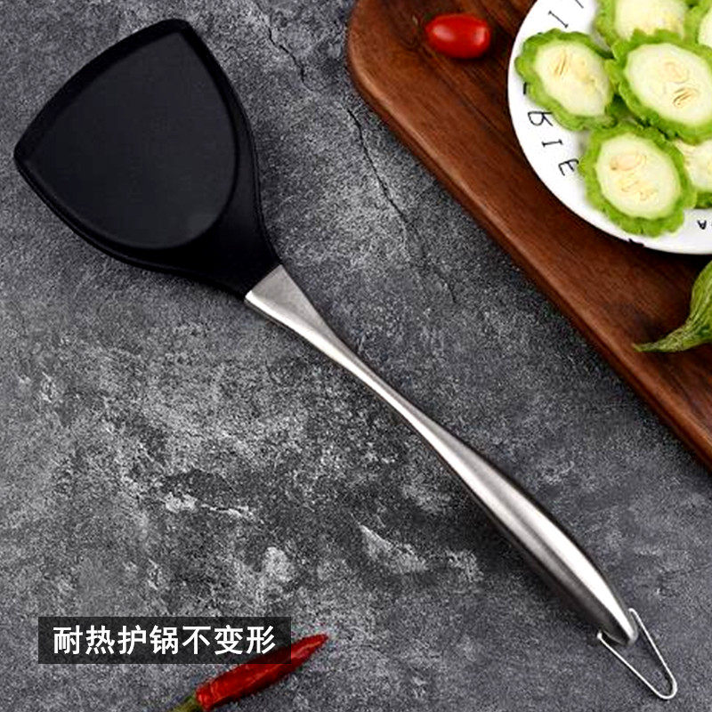德式硅胶锅铲耐高温304钢柄食品级厨房炒菜铲家用高档不粘锅专用