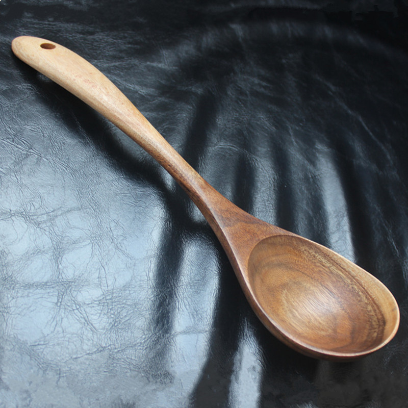实木盛汤勺子日式柚木大汤勺长柄
